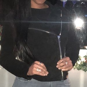 Real Suede Moto Jacket- black